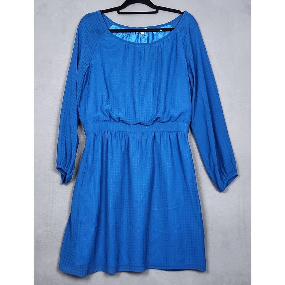 SHOSHANNA Dress Womens Size 12 Blue Textured Lined Long Sleeve Career Easter